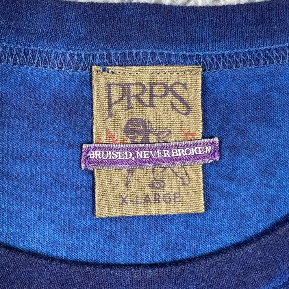 PRPS GOODS&CO Blue Graphic T Shirt "New York Japan Original Denim Brand" Mens XL - Picture 5 of 11